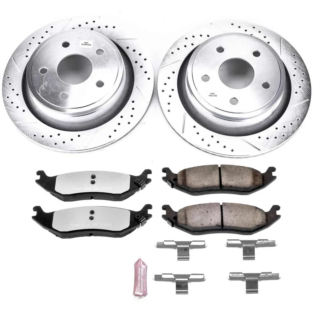 K2172-36 – POWERSTOP Brake Kit, Z36 Extreme Carbon Fiber Ceramic Brake Pads Silver Zinc Plated Cross-Drilled And Slot...